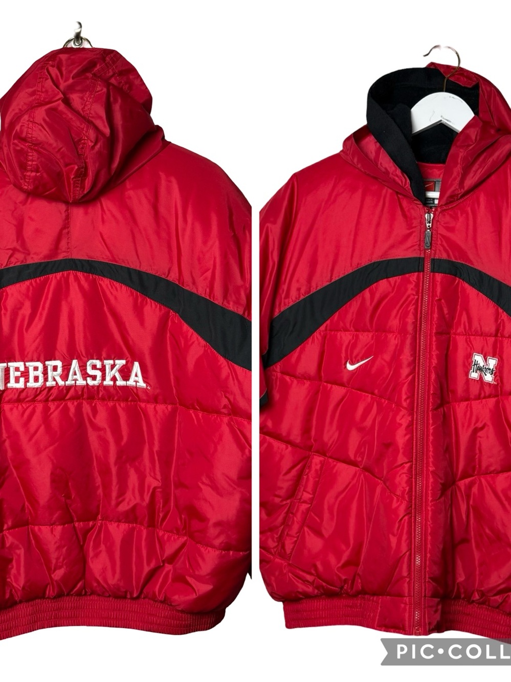 Vintage Nebraska Cornhuskers 90s Full Zip Jacket Coat Red Mens SZ M Women L Nike - Picture 12 of 12